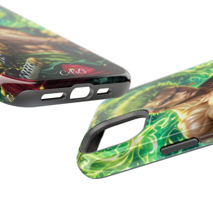 Magnetic Impact-Resistant Phone Case — Green-Sword Warrior Anime Art