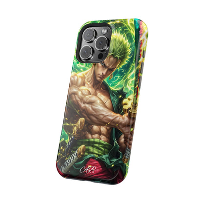 Magnetic Impact-Resistant Phone Case — Green-Sword Warrior Anime Art