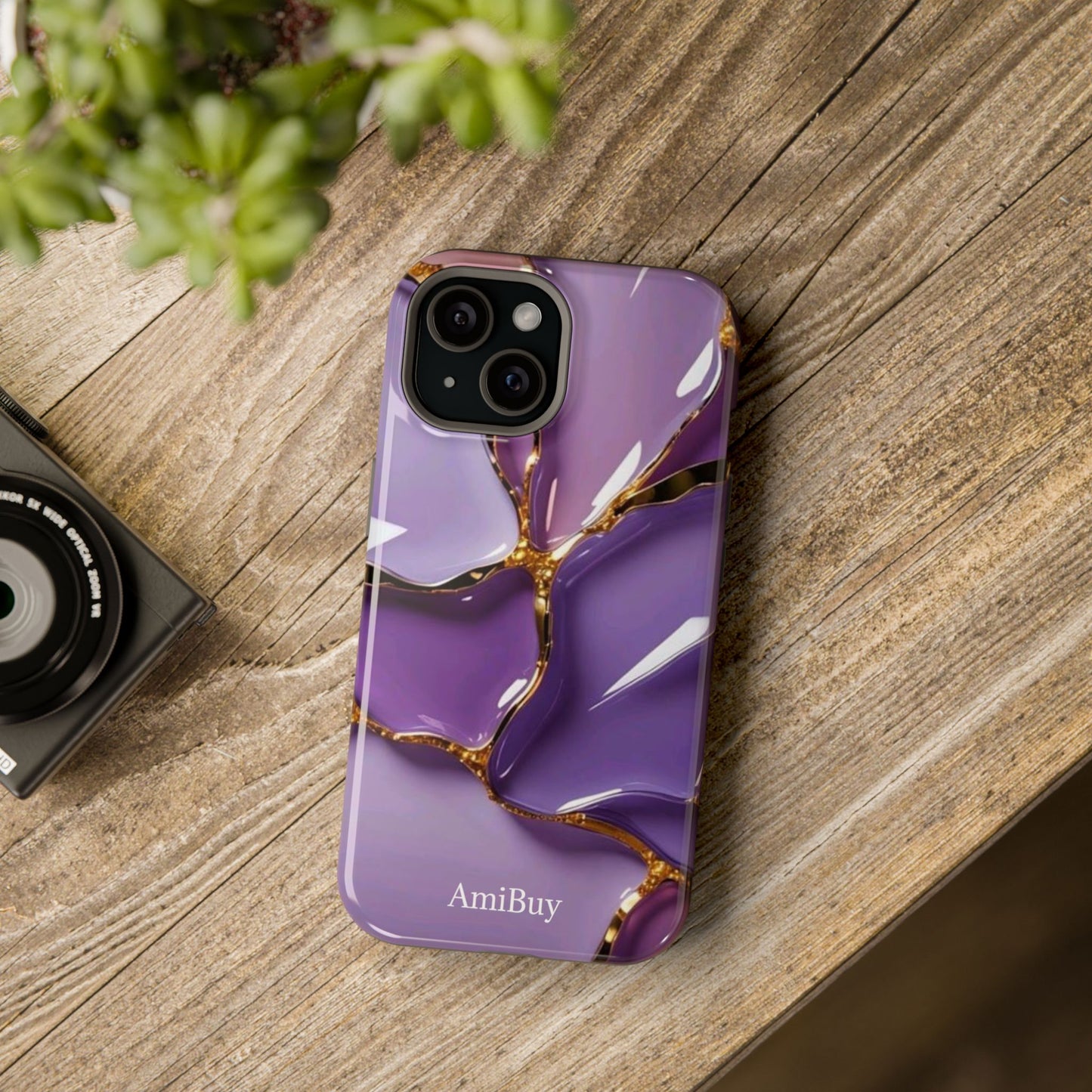 Purple Gold Marble Magnetic Impact-Resistant Phone Case