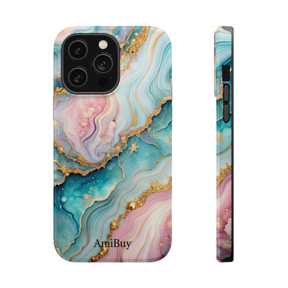 Marbled Aqua & Rose Gold Magnetic Impact Phone Case