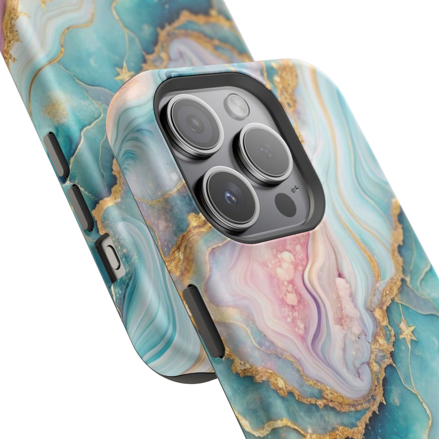 Marbled Aqua & Rose Gold Magnetic Impact Phone Case