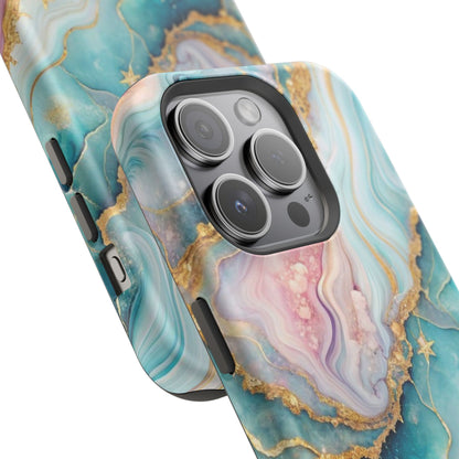 Marbled Aqua & Rose Gold Magnetic Impact Phone Case