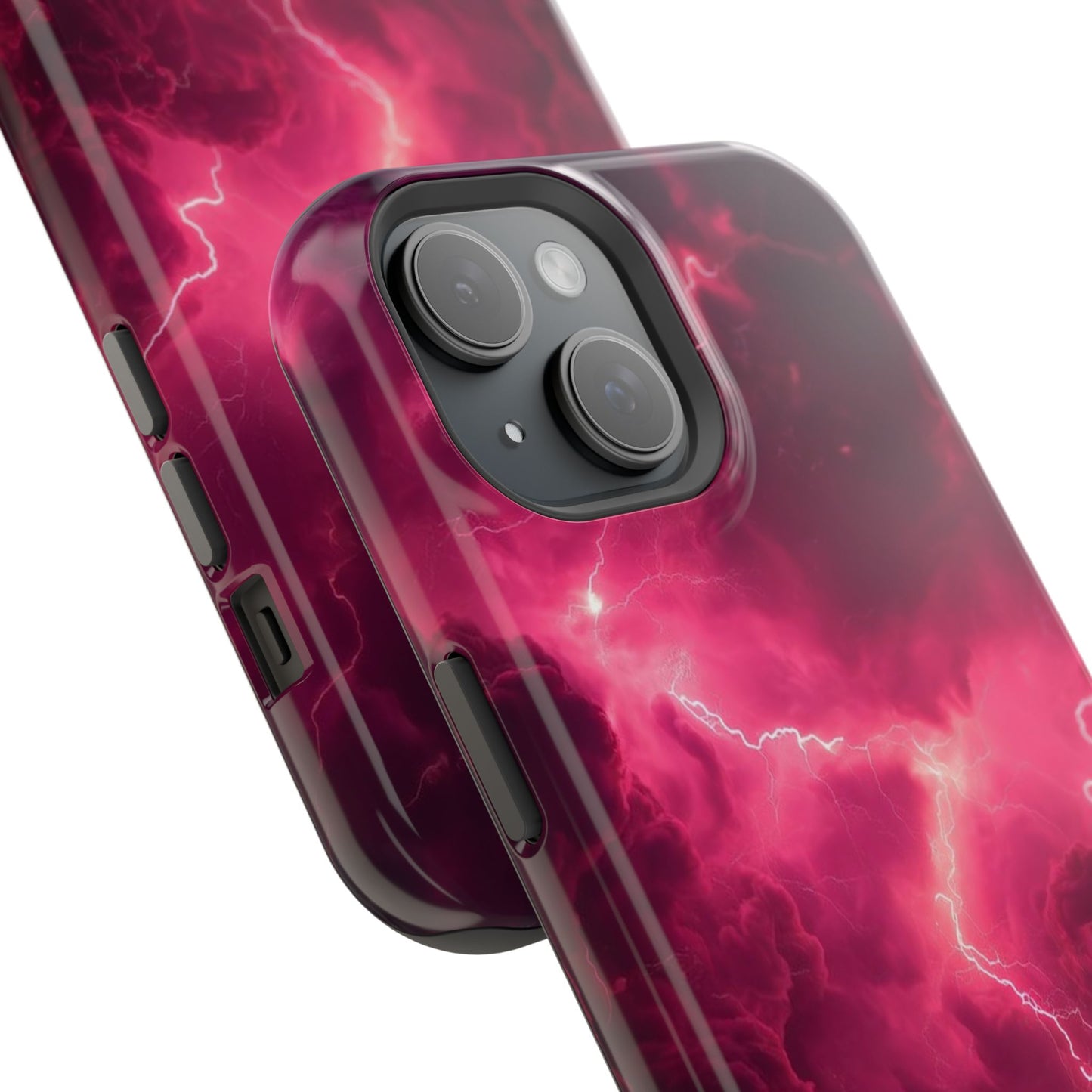 Magenta Lightning Phone Case — Magnetic Impact-Resistant iPhone Cover