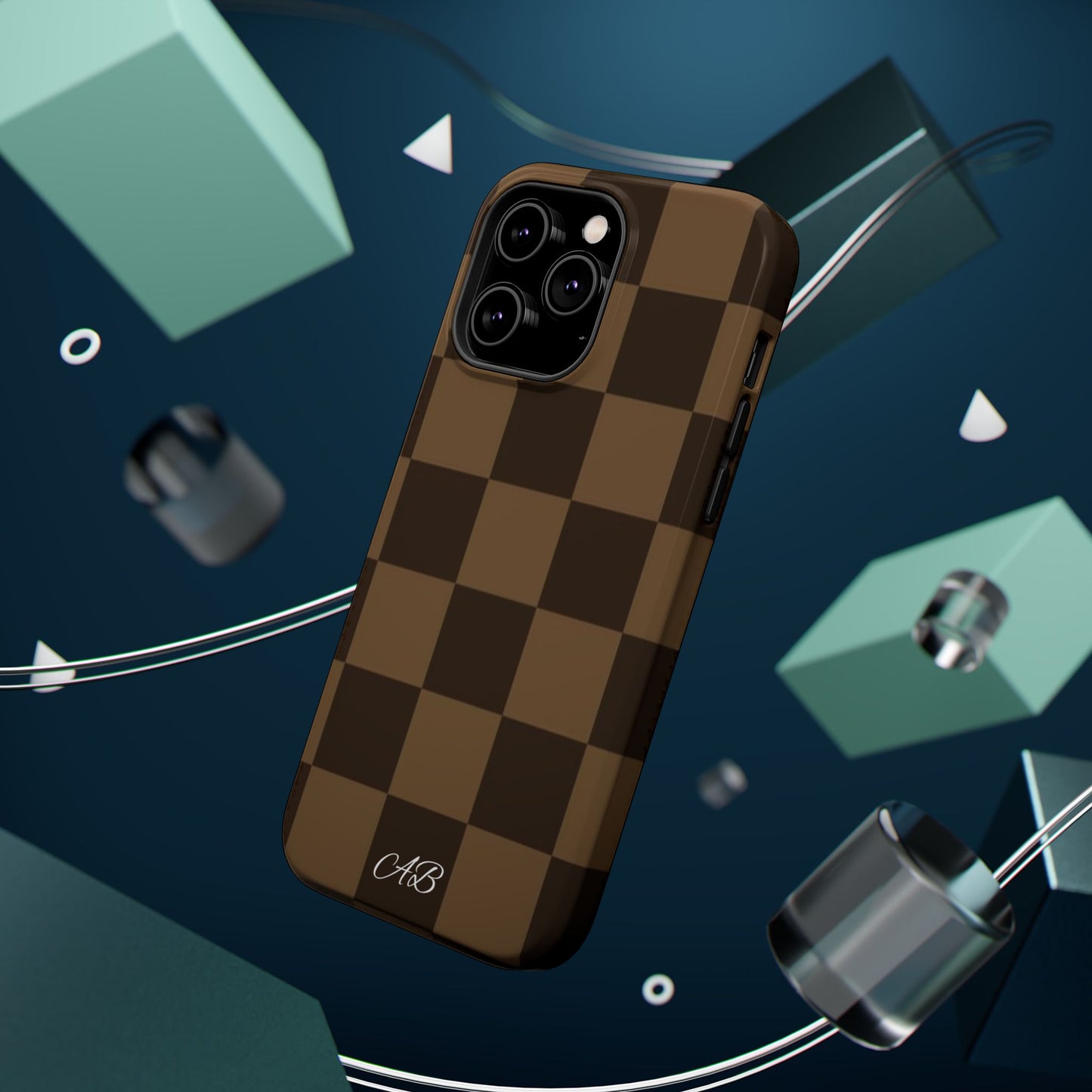Brown Checkered Magnetic Impact-Resistant Phone Case