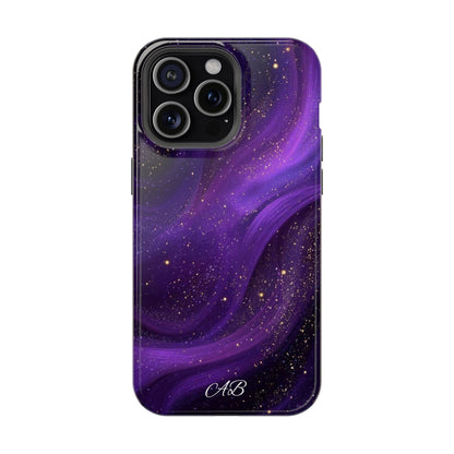 Purple Galaxy Magnetic Impact Phone Case — Shockproof Cosmic Swirl Design