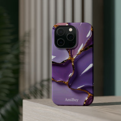 Purple Gold Marble Magnetic Impact-Resistant Phone Case