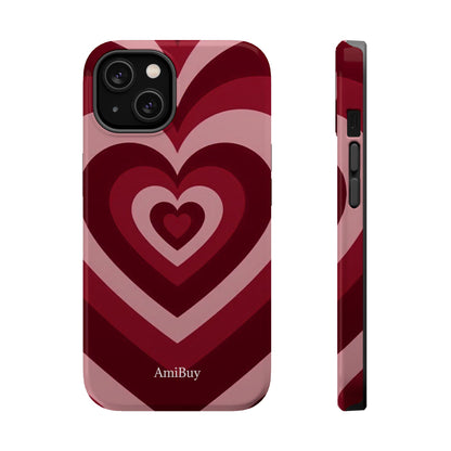 Magnetic Impact-Resistant Phone Case — Retro Layered Heart Design