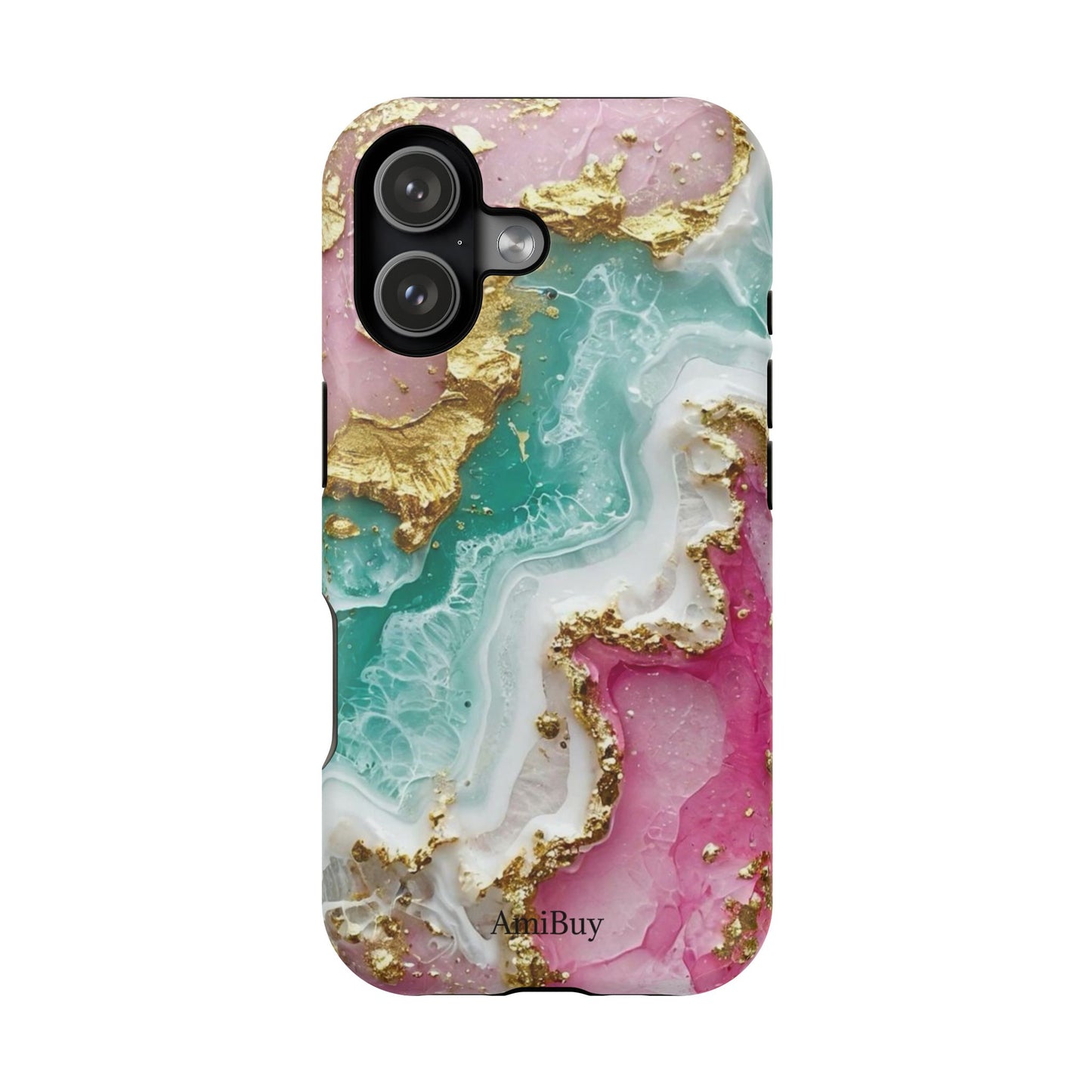 Marbled Pink & Teal Geode Magnetic Impact Phone Case