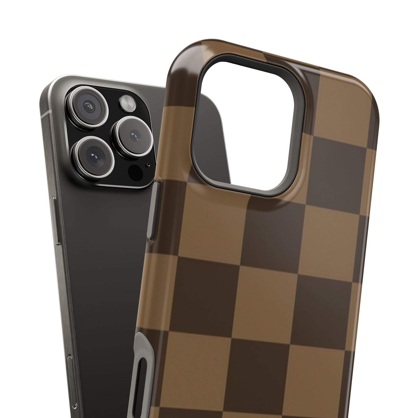 Brown Checkered Magnetic Impact-Resistant Phone Case