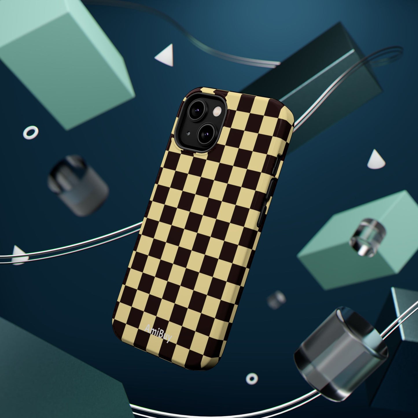 Checkerboard Magnetic Impact Case — Retro Black & Cream Phone Cover