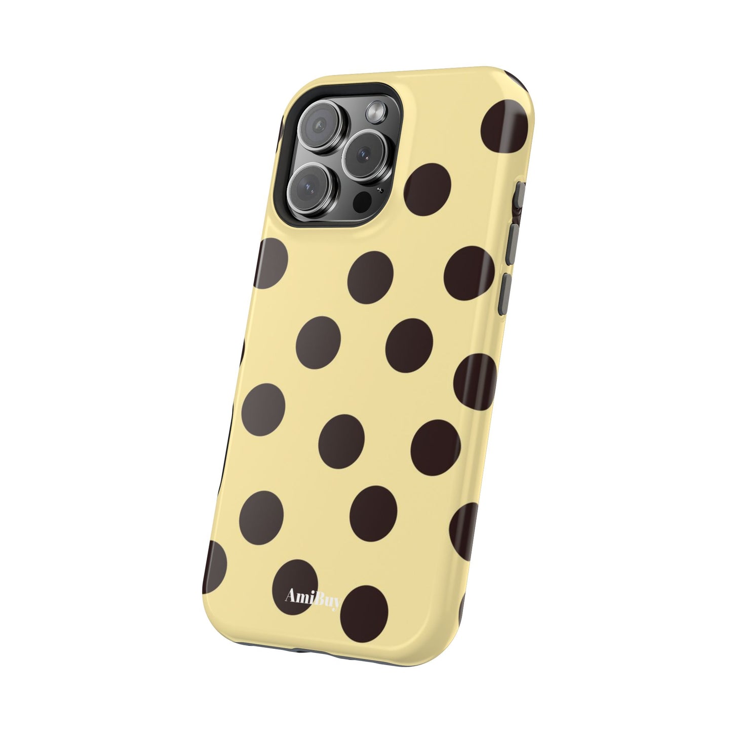 Polka Dot Magnetic Impact Phone Case — Yellow & Black Protective Cover