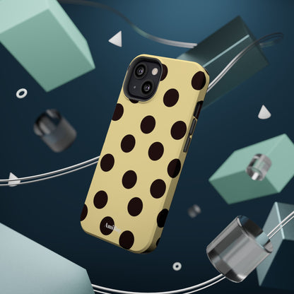 Polka Dot Magnetic Impact Phone Case — Yellow & Black Protective Cover