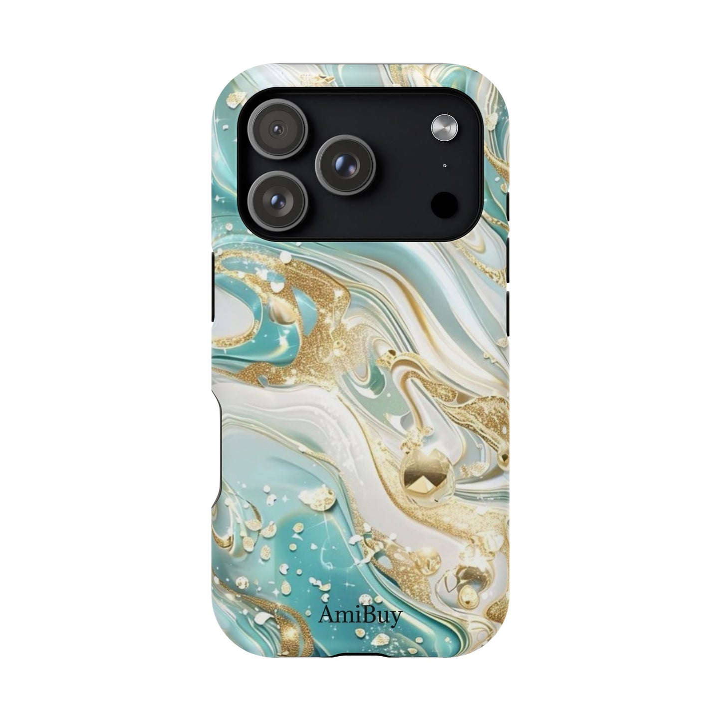 Marbled Teal & Gold Magnetic Impact-Resistant Phone Case