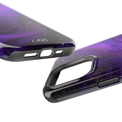 Purple Galaxy Magnetic Impact Phone Case — Shockproof Cosmic Swirl Design