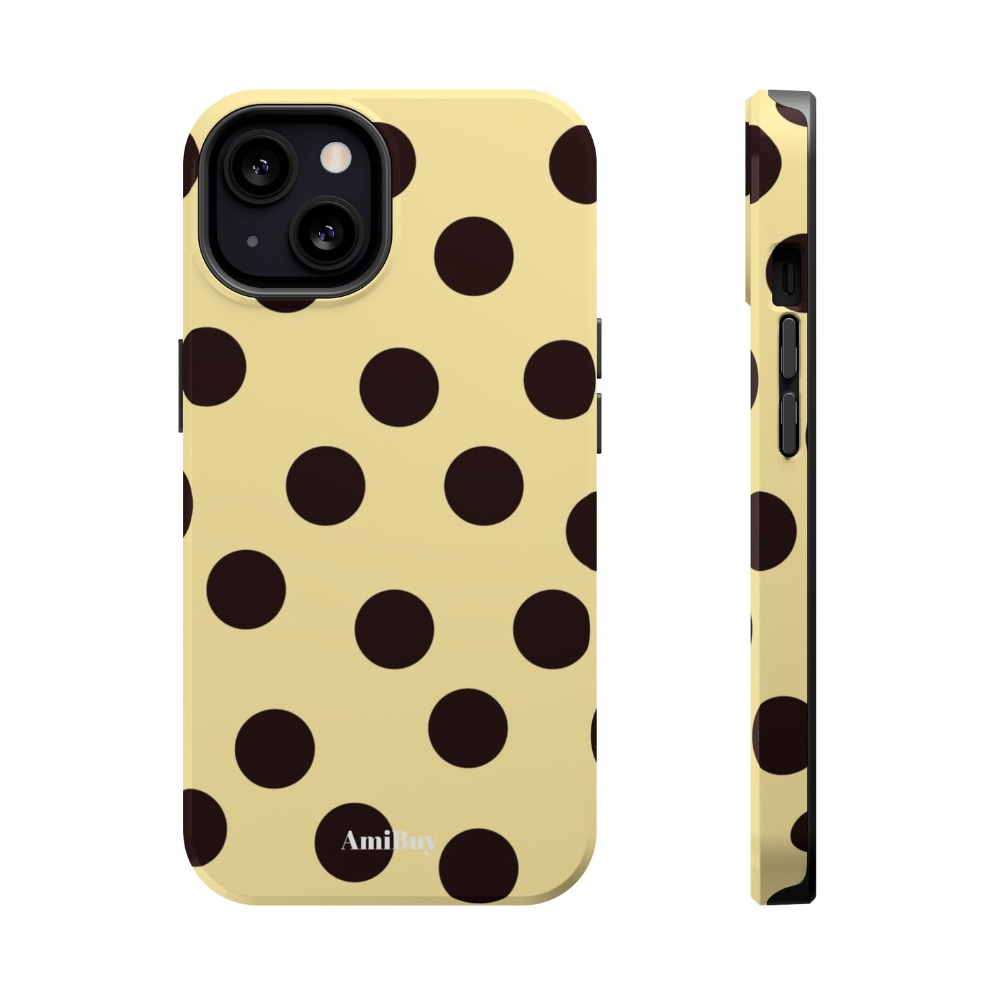 Polka Dot Magnetic Impact Phone Case — Yellow & Black Protective Cover