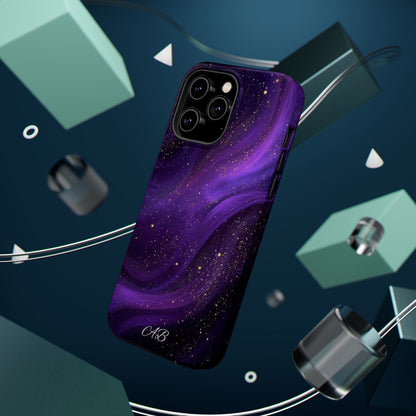 Purple Galaxy Magnetic Impact Phone Case — Shockproof Cosmic Swirl Design