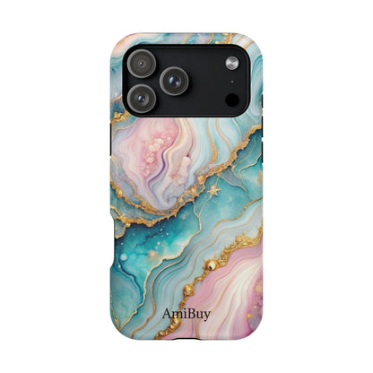 Marbled Aqua & Rose Gold Magnetic Impact Phone Case