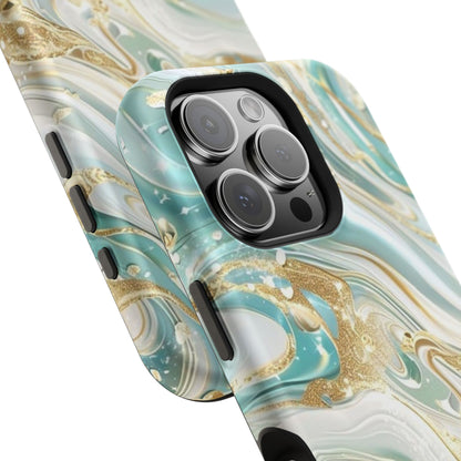 Marbled Teal & Gold Magnetic Impact-Resistant Phone Case