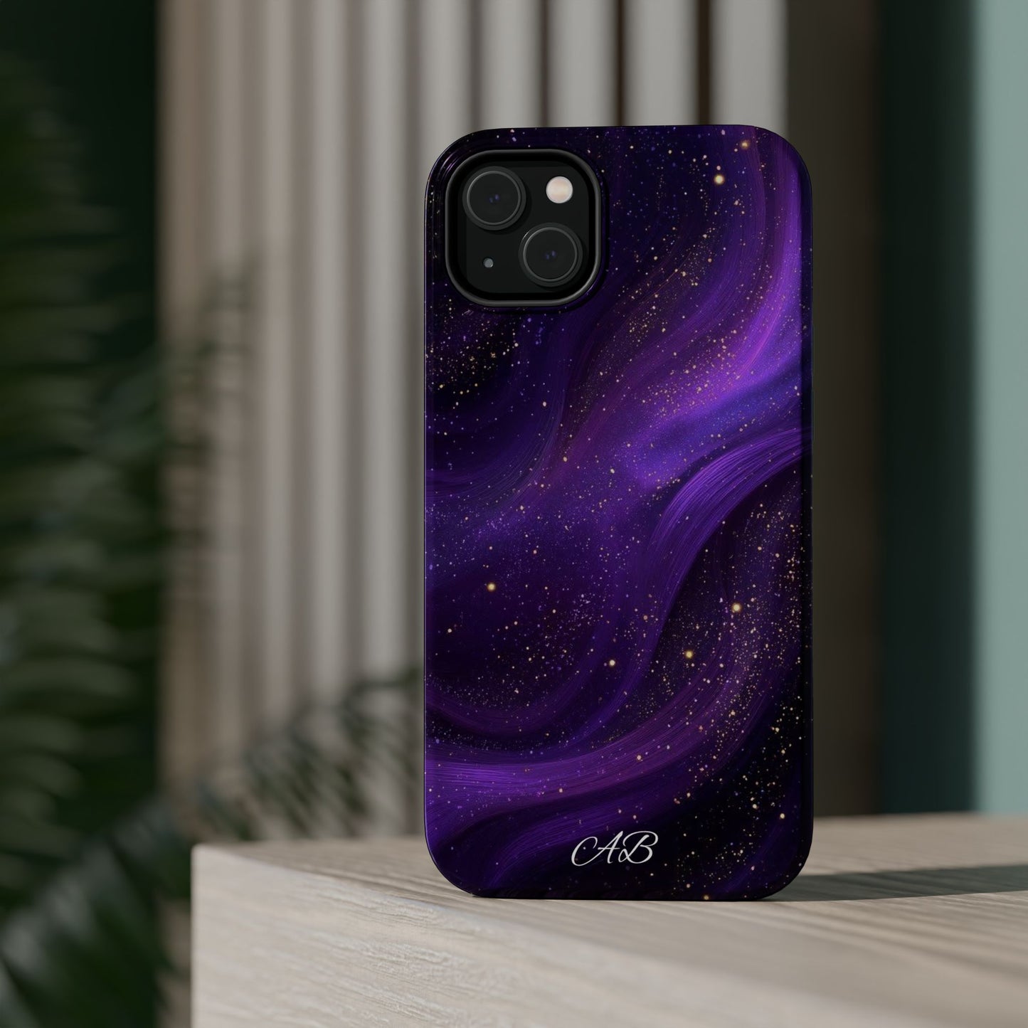 Purple Galaxy Magnetic Impact Phone Case — Shockproof Cosmic Swirl Design