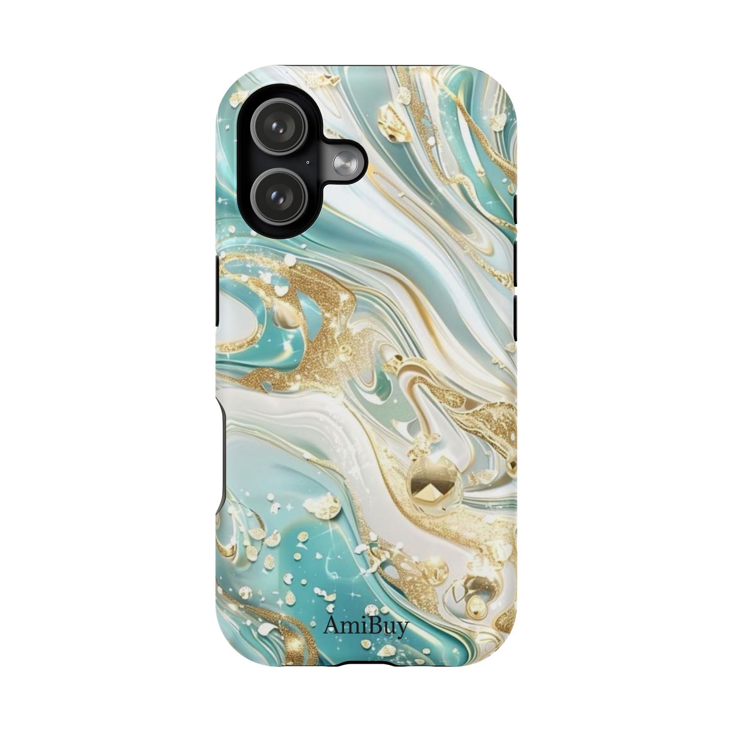 Marbled Teal & Gold Magnetic Impact-Resistant Phone Case