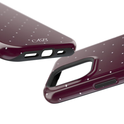 Magnetic Impact-Resistant Phone Case — Burgundy Microdot Protective Cover