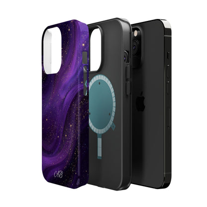 Purple Galaxy Magnetic Impact Phone Case — Shockproof Cosmic Swirl Design