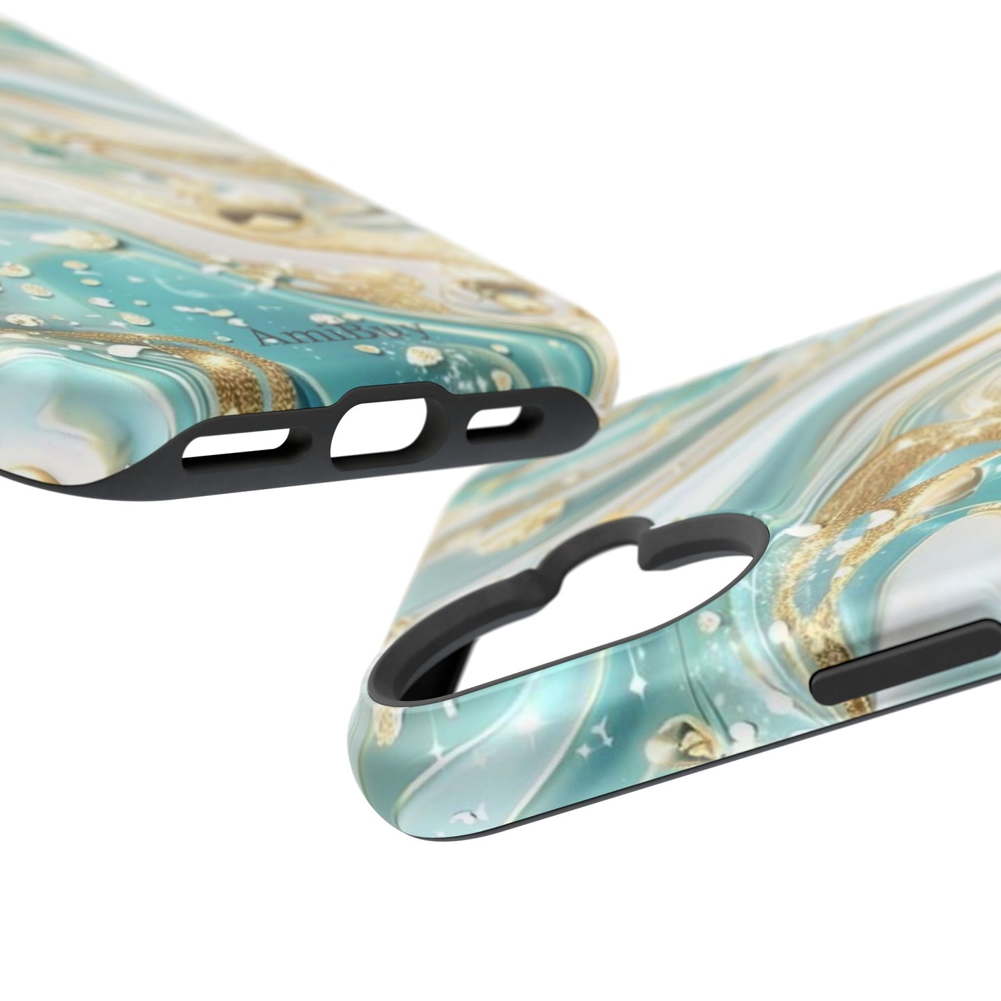 Marbled Teal & Gold Magnetic Impact-Resistant Phone Case