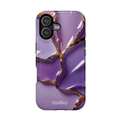 Purple Gold Marble Magnetic Impact-Resistant Phone Case
