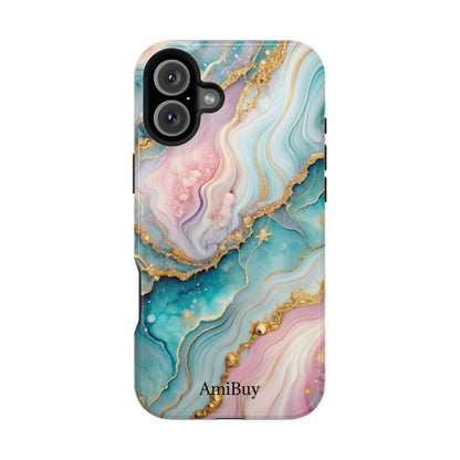 Marbled Aqua & Rose Gold Magnetic Impact Phone Case