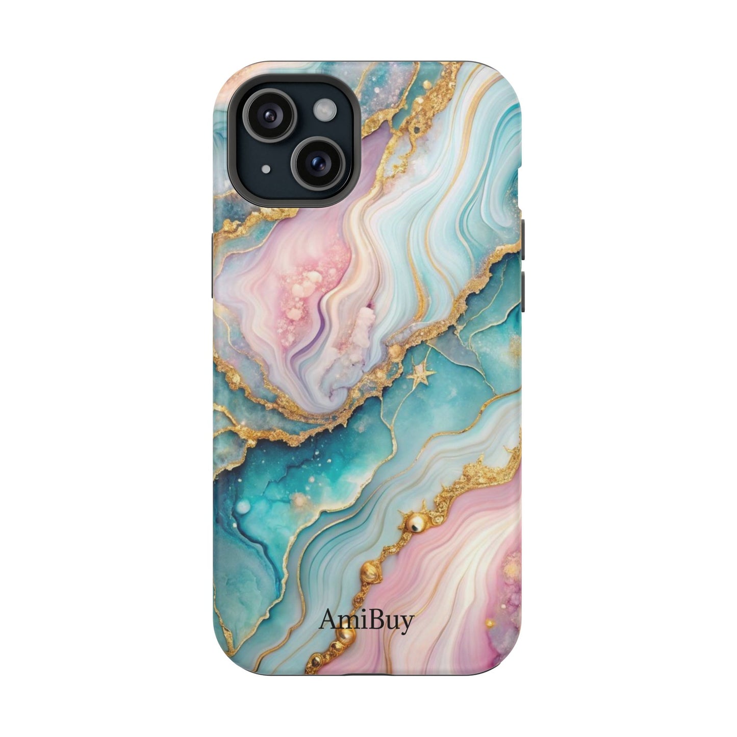 Marbled Aqua & Rose Gold Magnetic Impact Phone Case