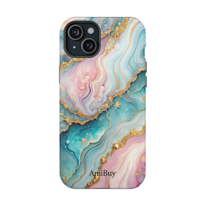 Marbled Aqua & Rose Gold Magnetic Impact Phone Case