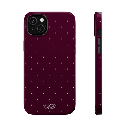 Magnetic Impact-Resistant Phone Case — Burgundy Microdot Protective Cover