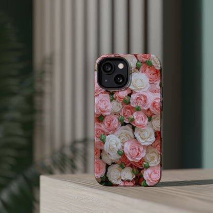 Floral Rose Pattern Magnetic Impact-Resistant Phone Case