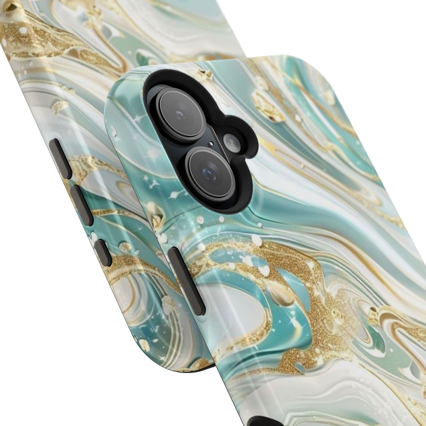 Marbled Teal & Gold Magnetic Impact-Resistant Phone Case