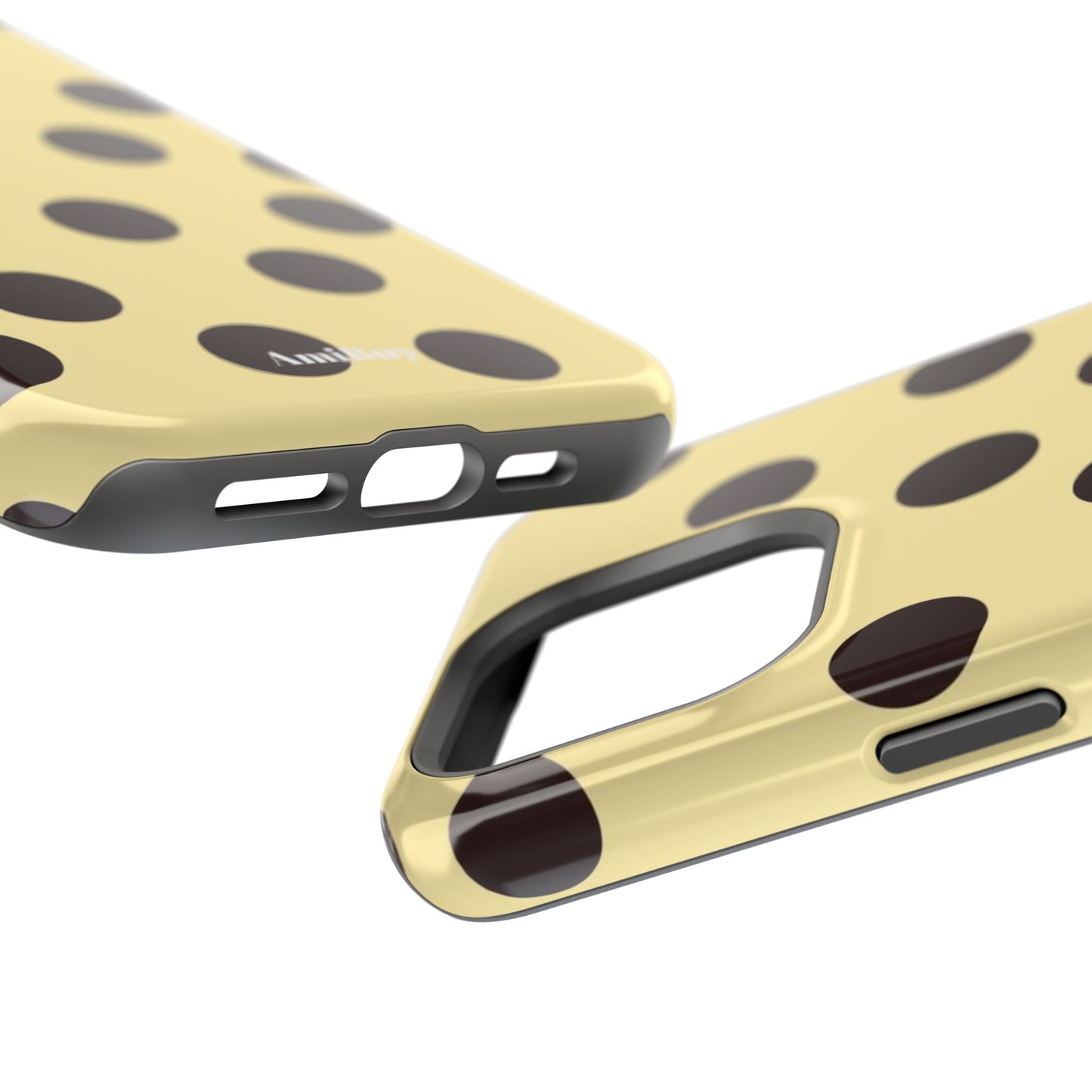Polka Dot Magnetic Impact Phone Case — Yellow & Black Protective Cover