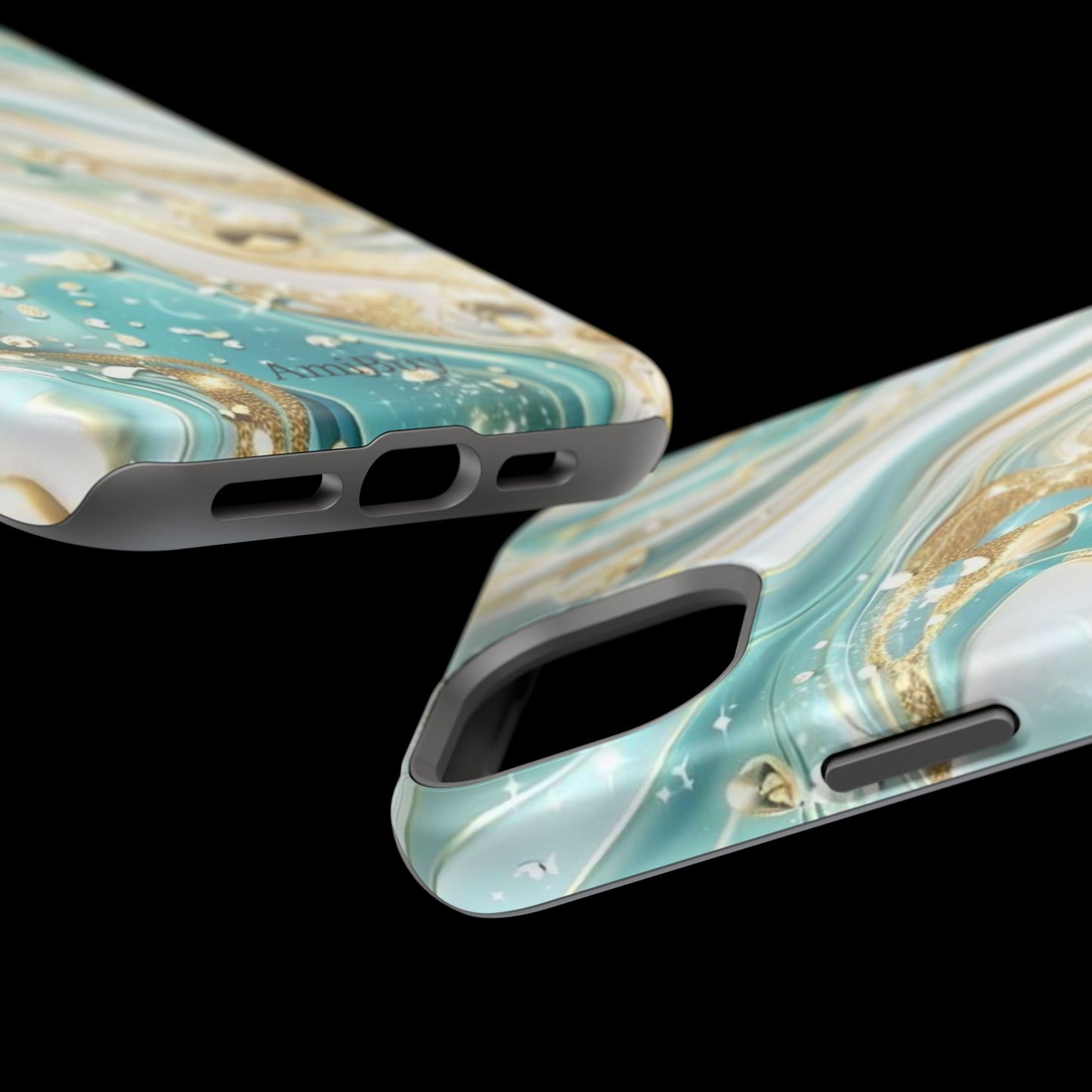 Marbled Teal & Gold Magnetic Impact-Resistant Phone Case