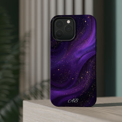 Purple Galaxy Magnetic Impact Phone Case — Shockproof Cosmic Swirl Design