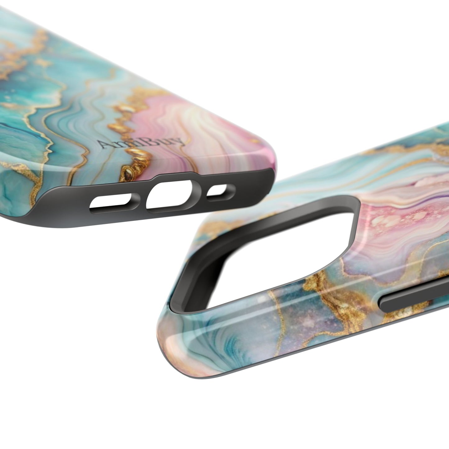 Marbled Aqua & Rose Gold Magnetic Impact Phone Case