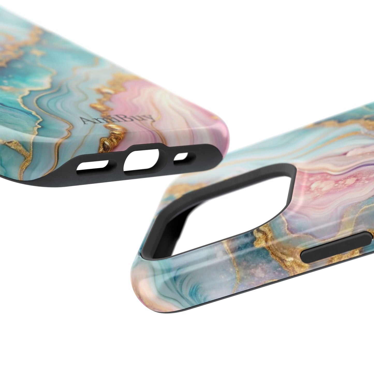 Marbled Aqua & Rose Gold Magnetic Impact Phone Case