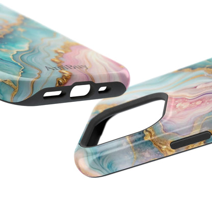 Marbled Aqua & Rose Gold Magnetic Impact Phone Case