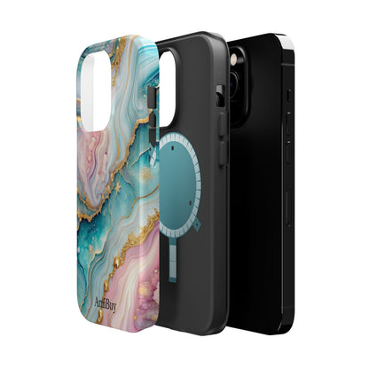 Marbled Aqua & Rose Gold Magnetic Impact Phone Case