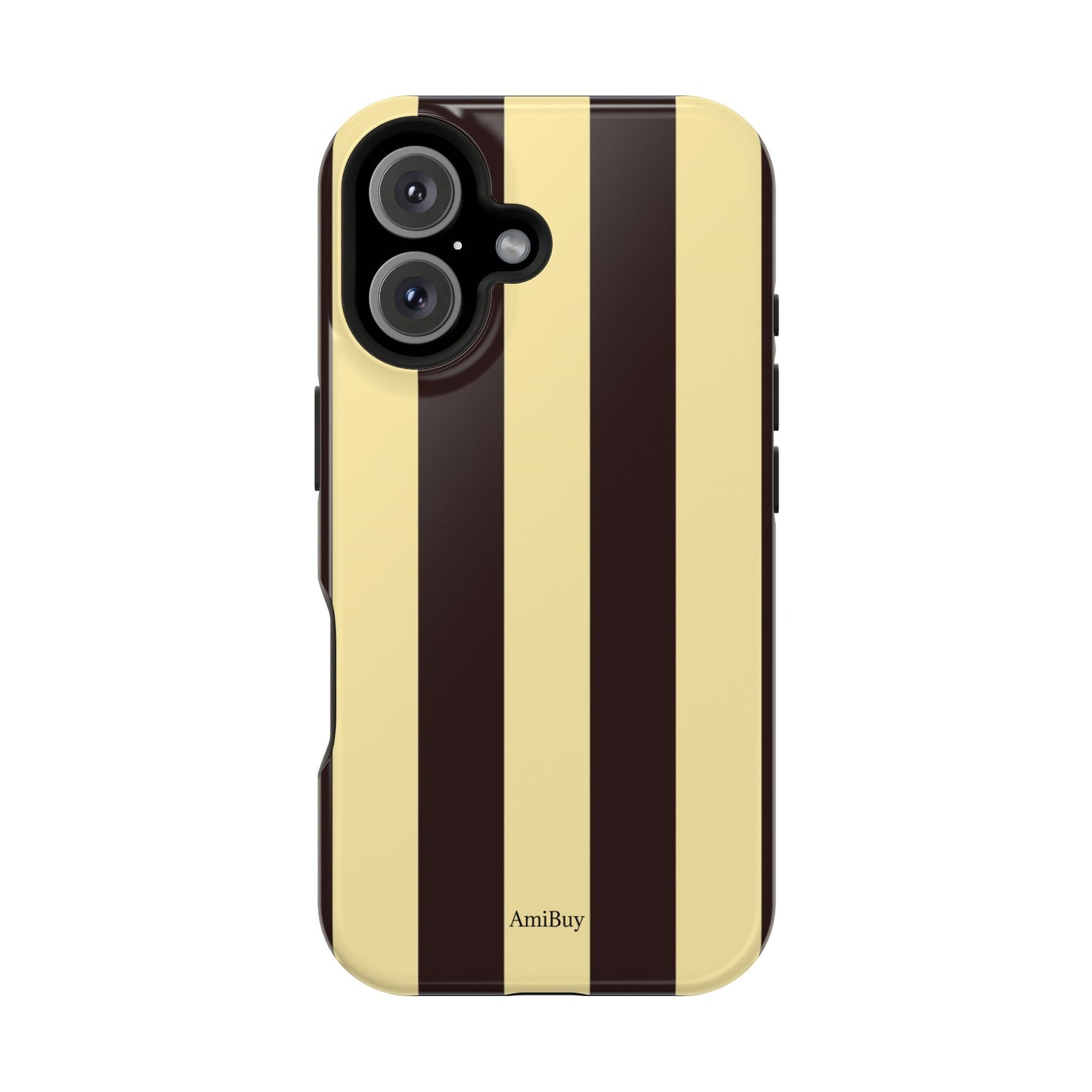 Striped Magnetic Impact-Resistant Phone Case — Brown & Cream Vertical Stripes