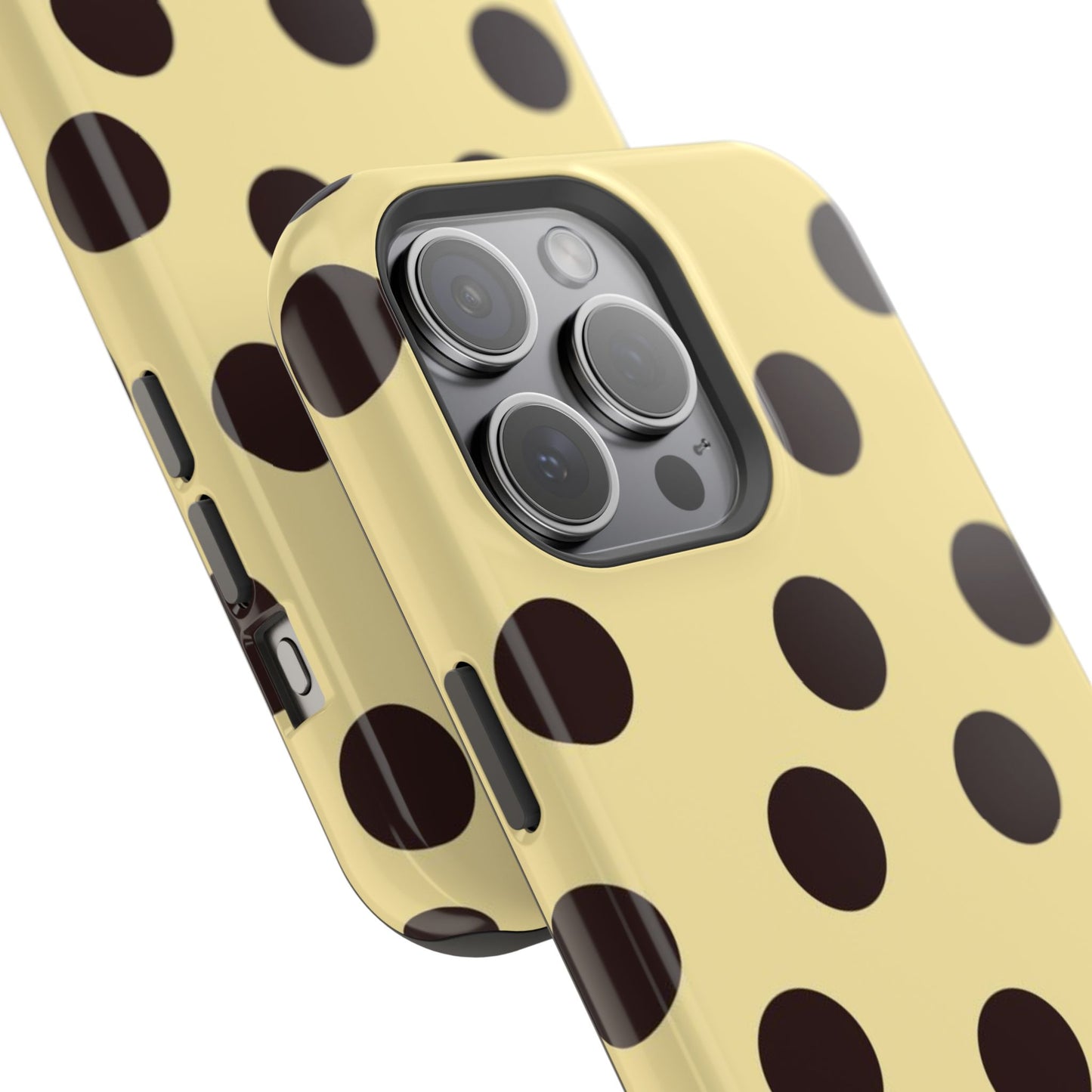 Polka Dot Magnetic Impact Phone Case — Yellow & Black Protective Cover