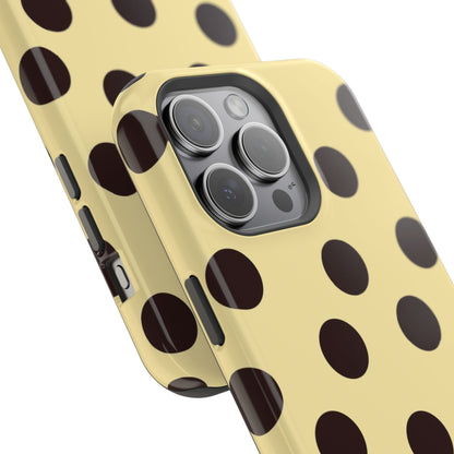 Polka Dot Magnetic Impact Phone Case — Yellow & Black Protective Cover