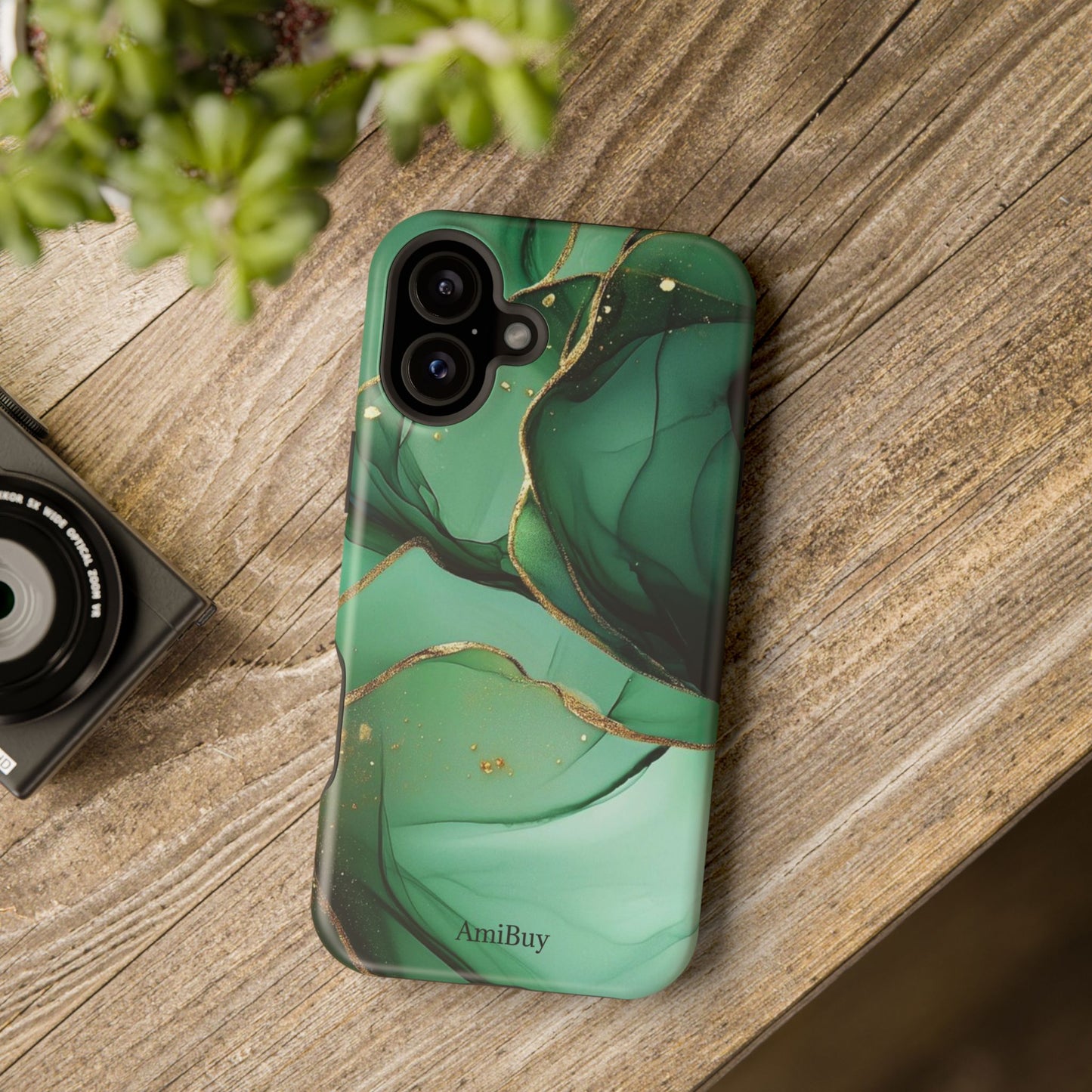 Green Marble Magnetic Impact-Resistant Phone Case