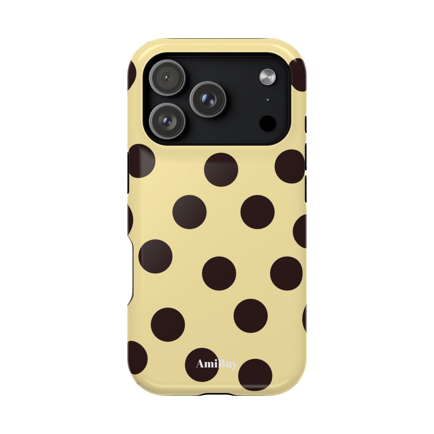 Polka Dot Magnetic Impact Phone Case — Yellow & Black Protective Cover