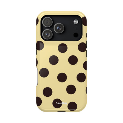 Polka Dot Magnetic Impact Phone Case — Yellow & Black Protective Cover