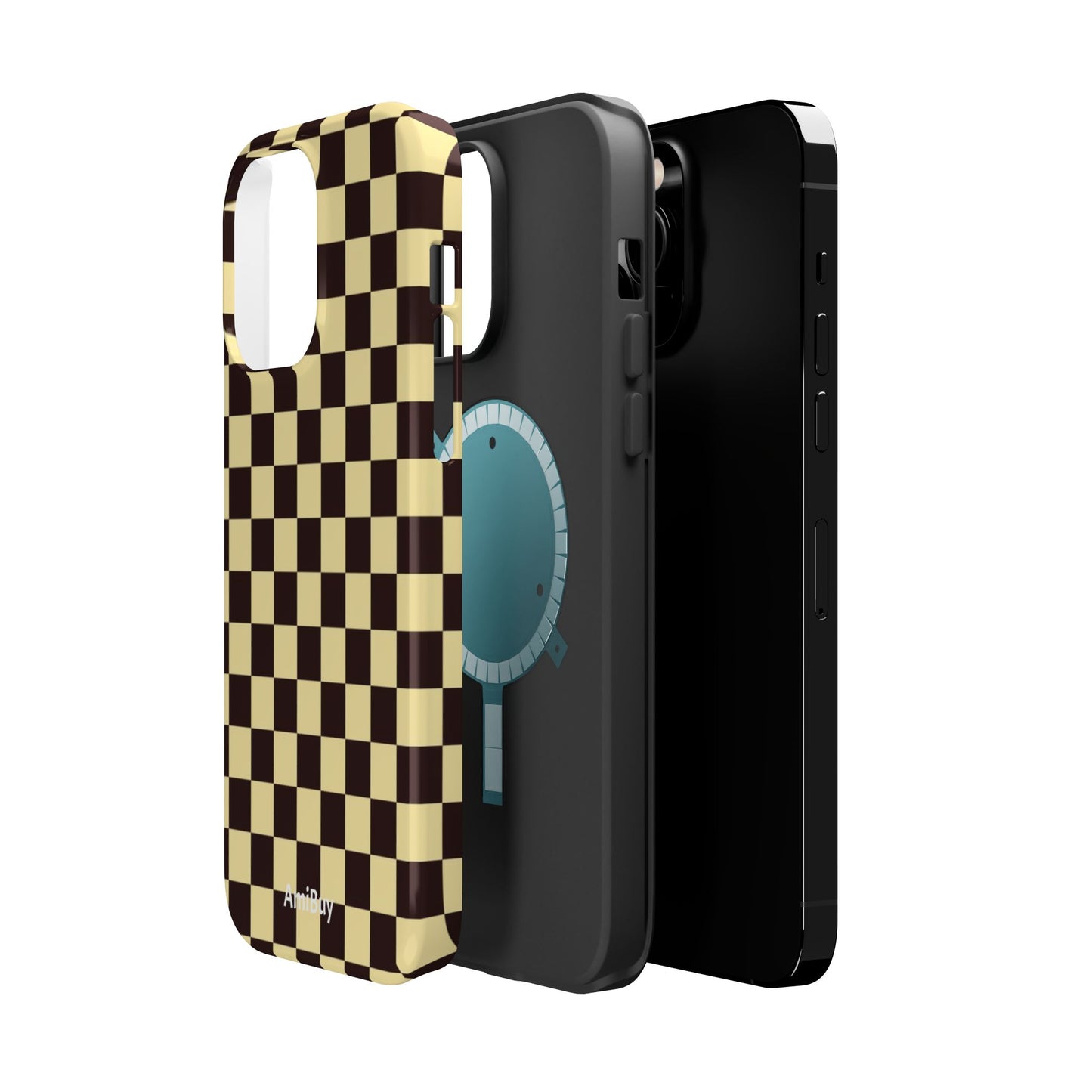 Checkerboard Magnetic Impact Case — Retro Black & Cream Phone Cover