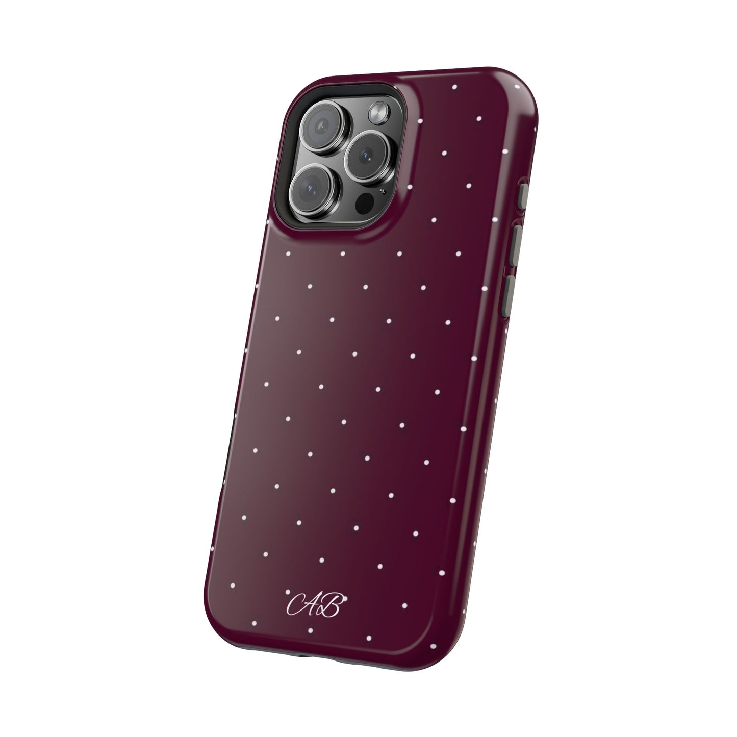 Magnetic Impact-Resistant Phone Case — Burgundy Microdot Protective Cover