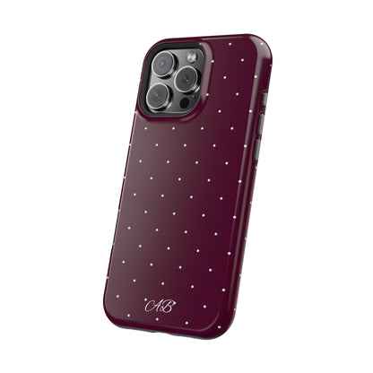 Magnetic Impact-Resistant Phone Case — Burgundy Microdot Protective Cover